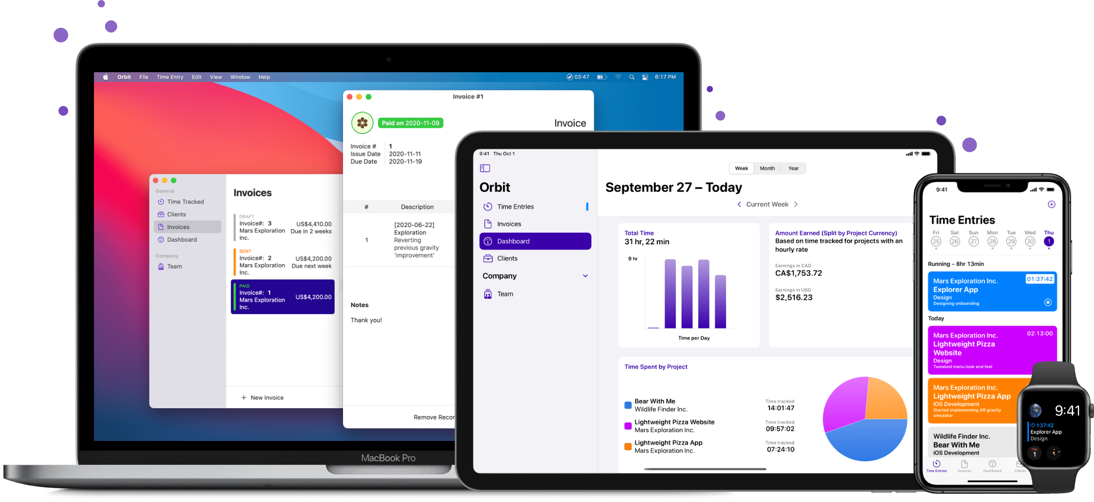 Orbit on macOS, iPadOS, iOS, and watchOS