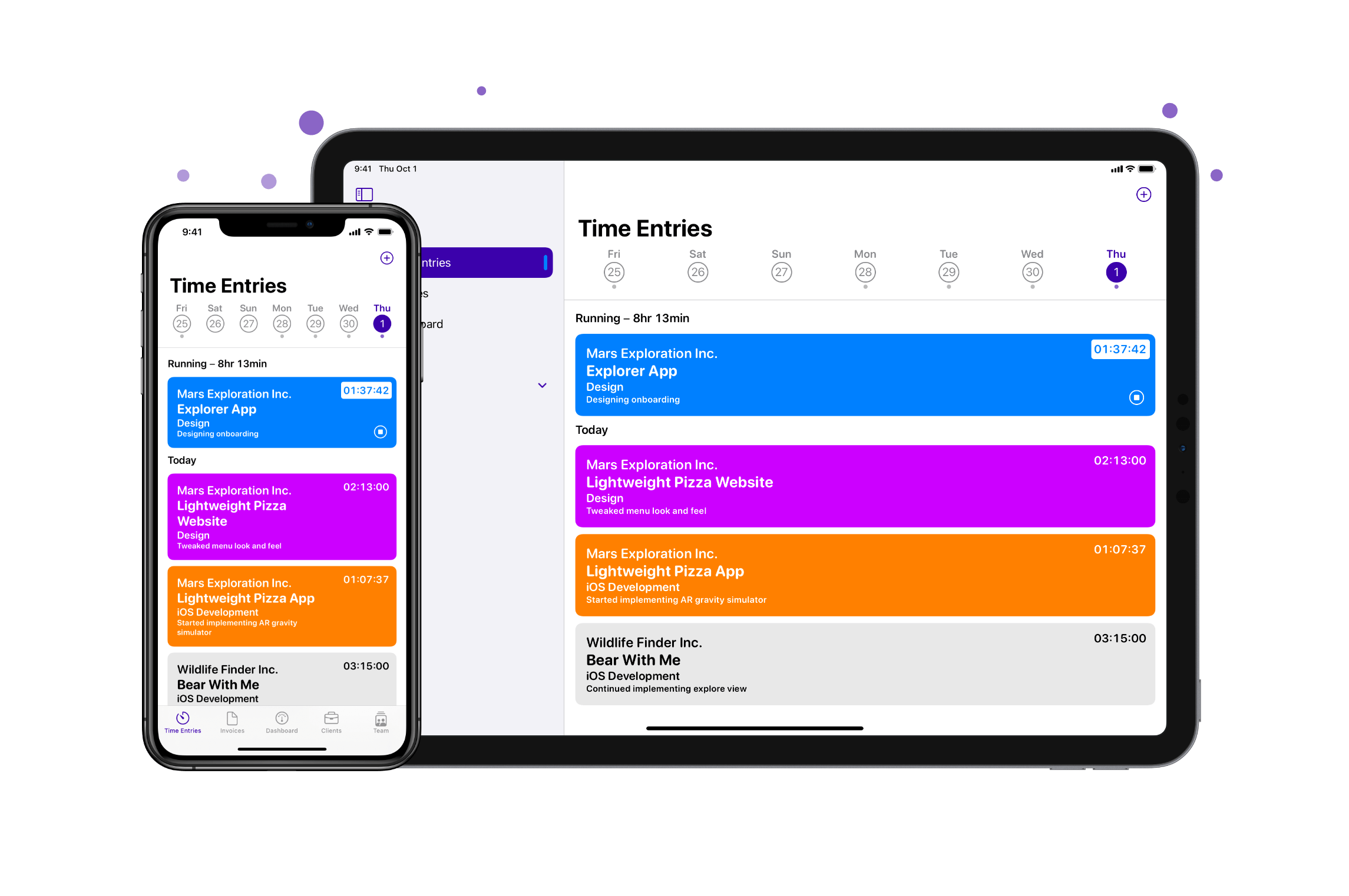 iOS Time Tracking Screen